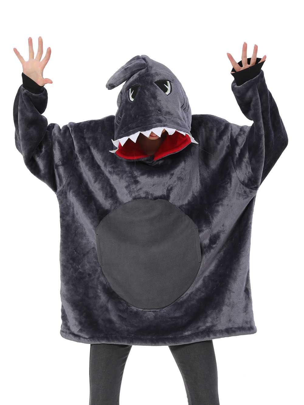Grey Shark Animals Costume Keep Warm Cozy Lazy TV Blanket Pajamas