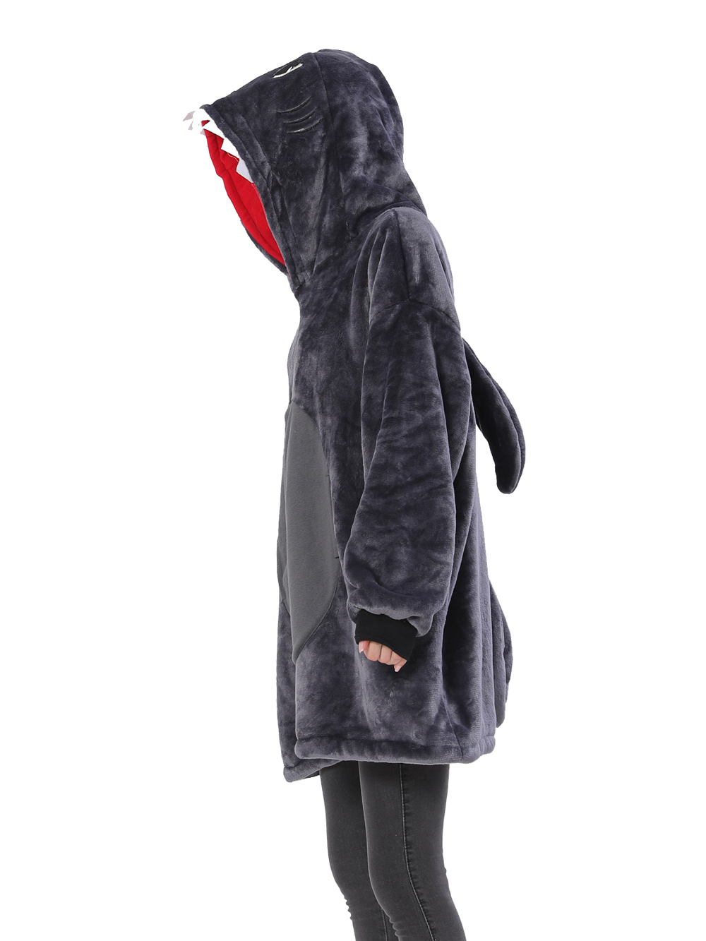 Grey Shark Animals Costume Keep Warm Cozy Lazy TV Blanket Pajamas