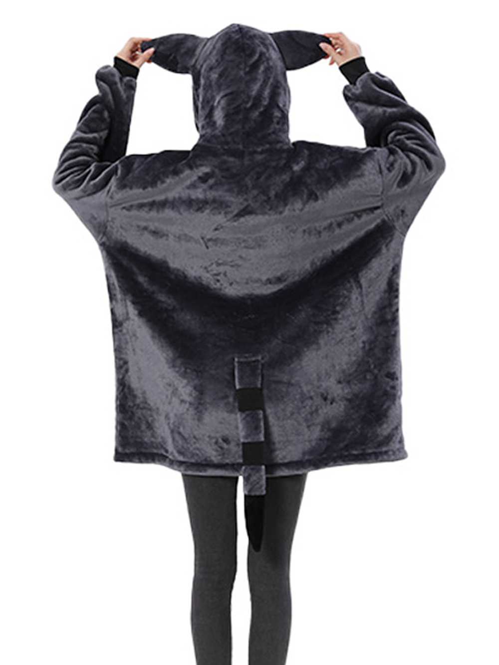 Gray Raccoon Animals Costume Keep Warm Cozy Lazy TV Blanket Pajamas