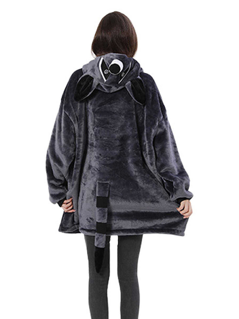 Gray Raccoon Animals Costume Keep Warm Cozy Lazy TV Blanket Pajamas