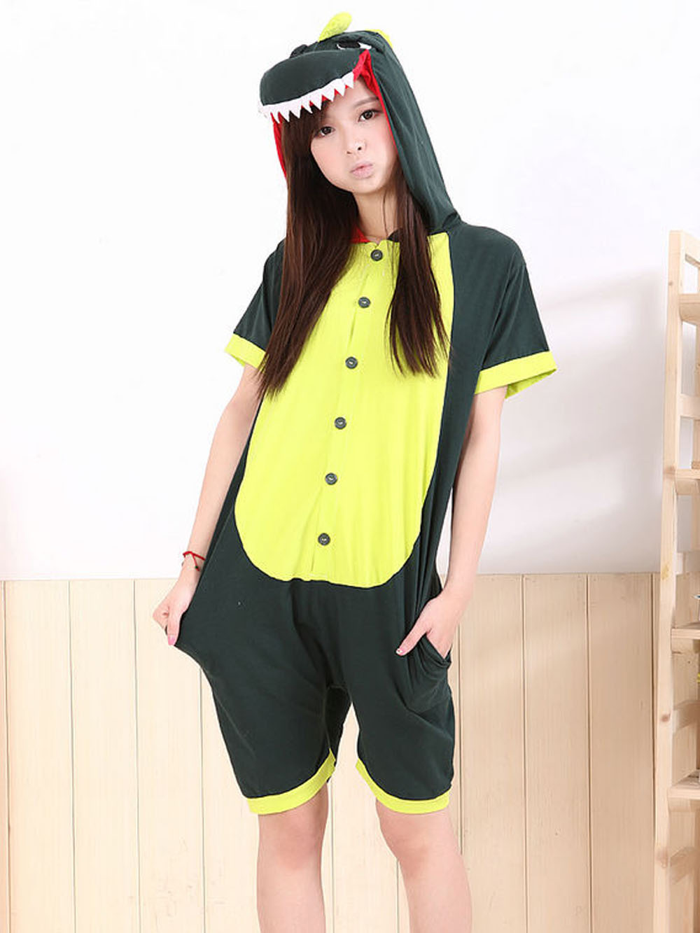 Green Dinosaur Pajamas Animal Onesie Costume Kigurumi Adult