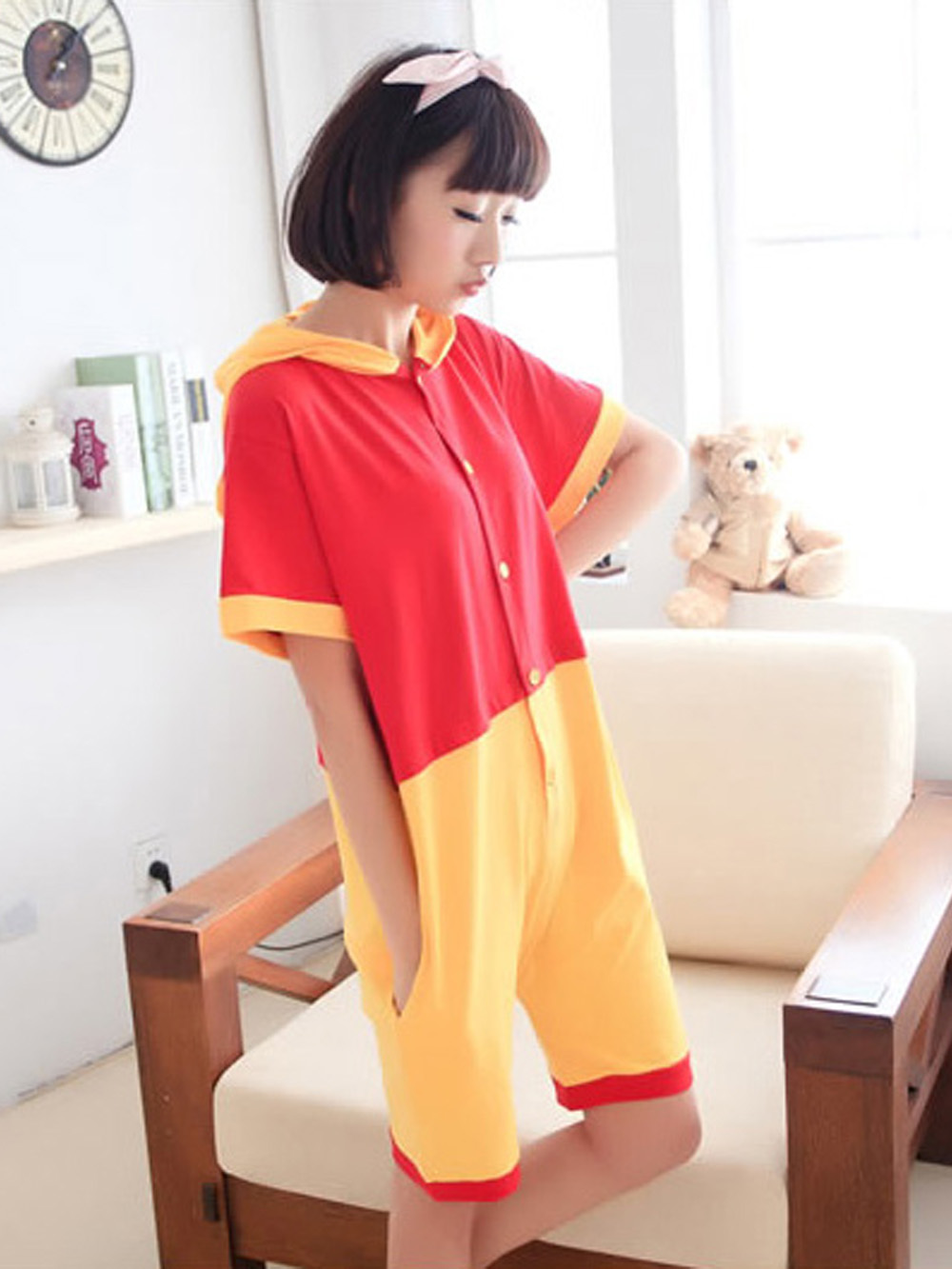 Winnie the Pooh Pajamas Onesie Hoodie Kigurumi Short Sleeve-PajamasFun