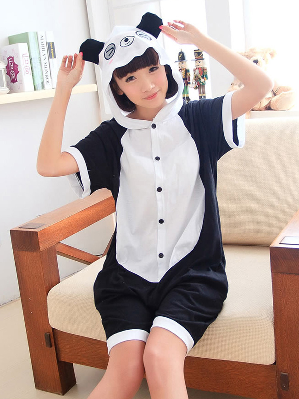 Blink Panda Pajamas Animal Onesie Hoodie Kigurumi Short Sleeve