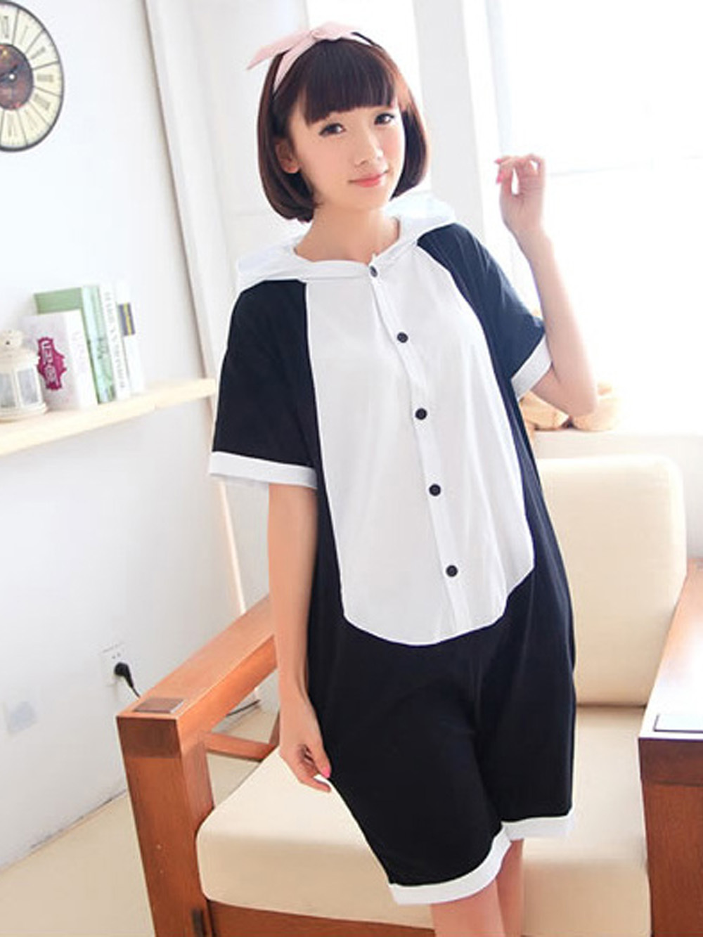 Blink Panda Pajamas Animal Onesie Hoodie Kigurumi Short Sleeve