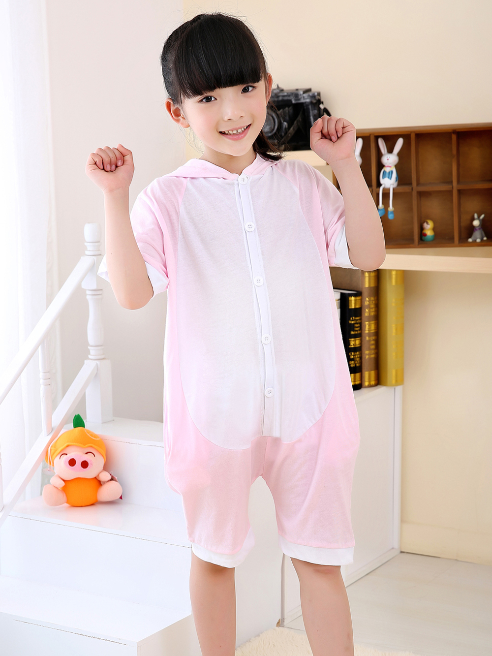 Pink Pig kigurumi kids Animal Onesies Summer Pajamas Costume