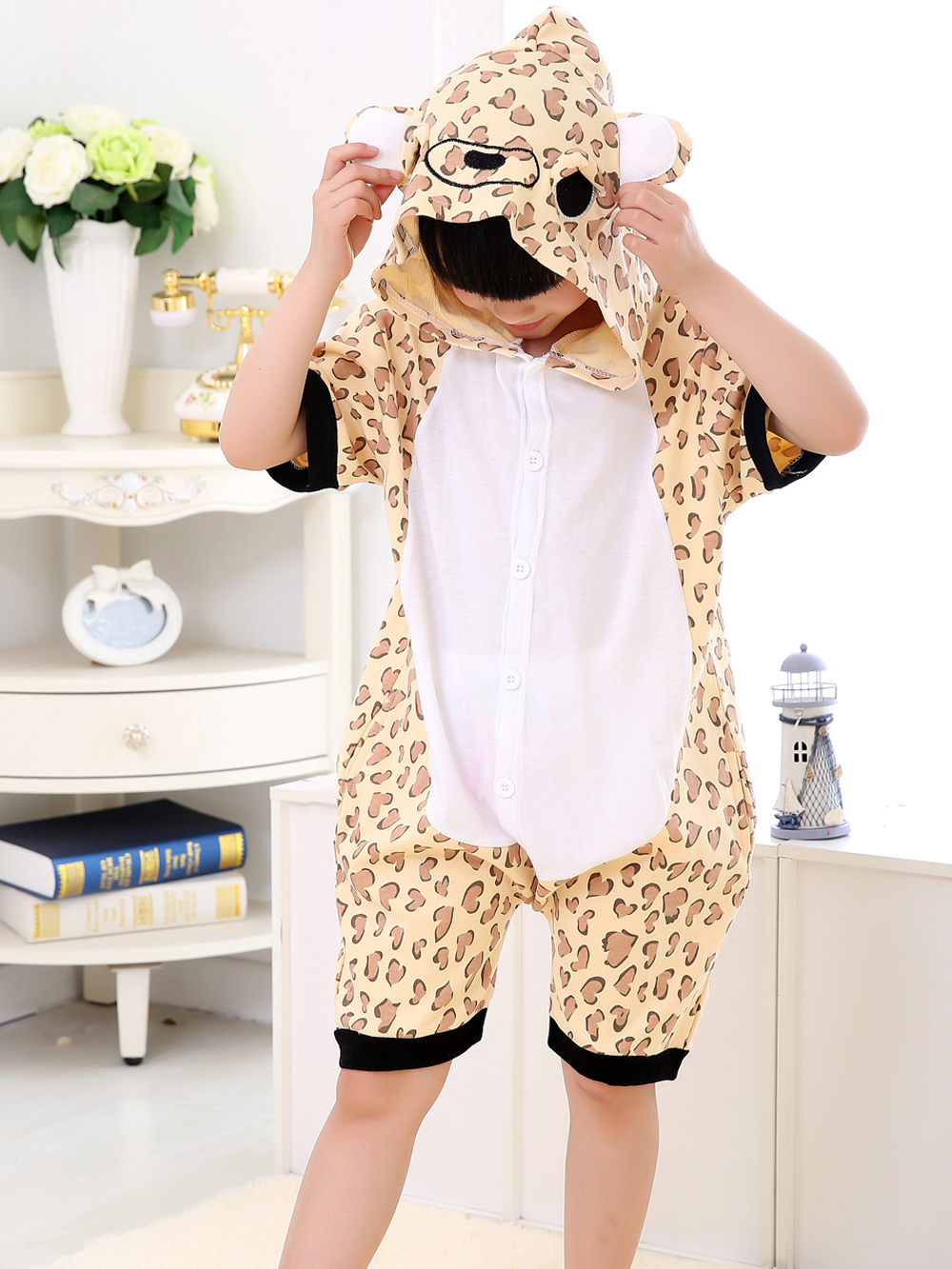 Leopard Print bear kids Animal Onesies Pajamas Costume