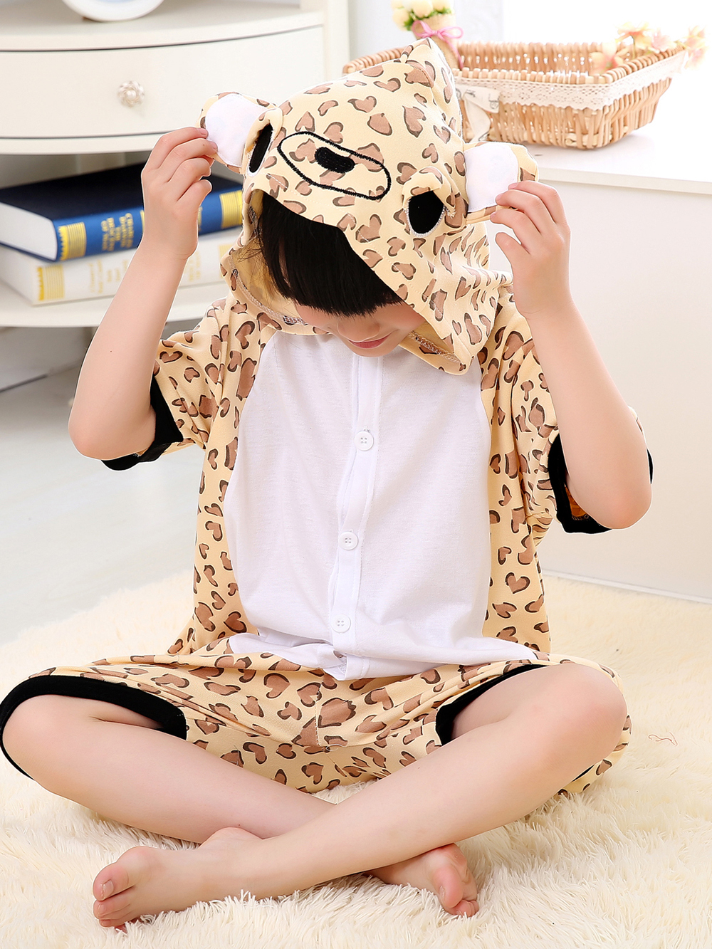 Leopard Print bear kids Animal Onesies Pajamas Costume