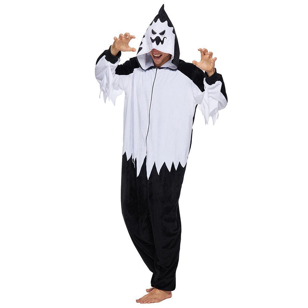 Adult White Haunt Fluffy Ghost Hooded Pajamas Halloween Horror Costume Scream