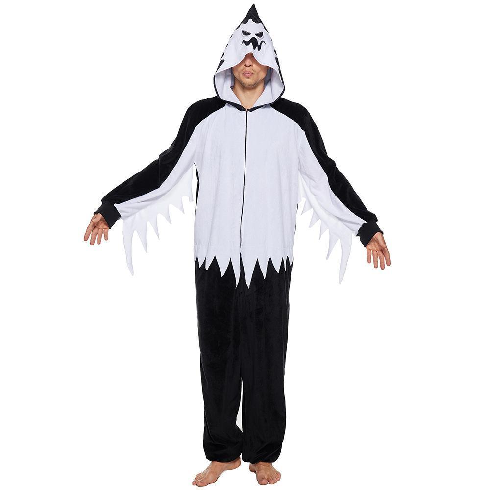 Adult White Haunt Fluffy Ghost Hooded Pajamas Halloween Horror Costume Scream