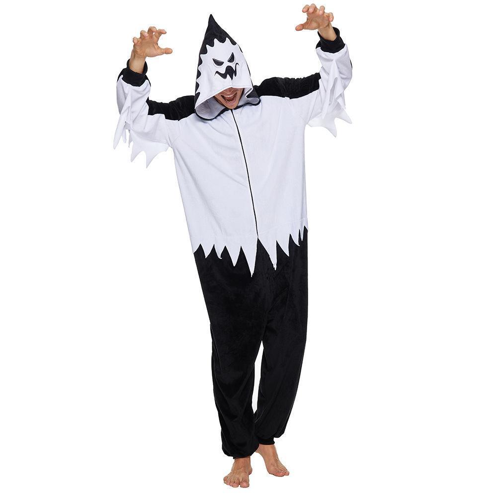 Adult White Haunt Fluffy Ghost Hooded Pajamas Halloween Horror Costume Scream