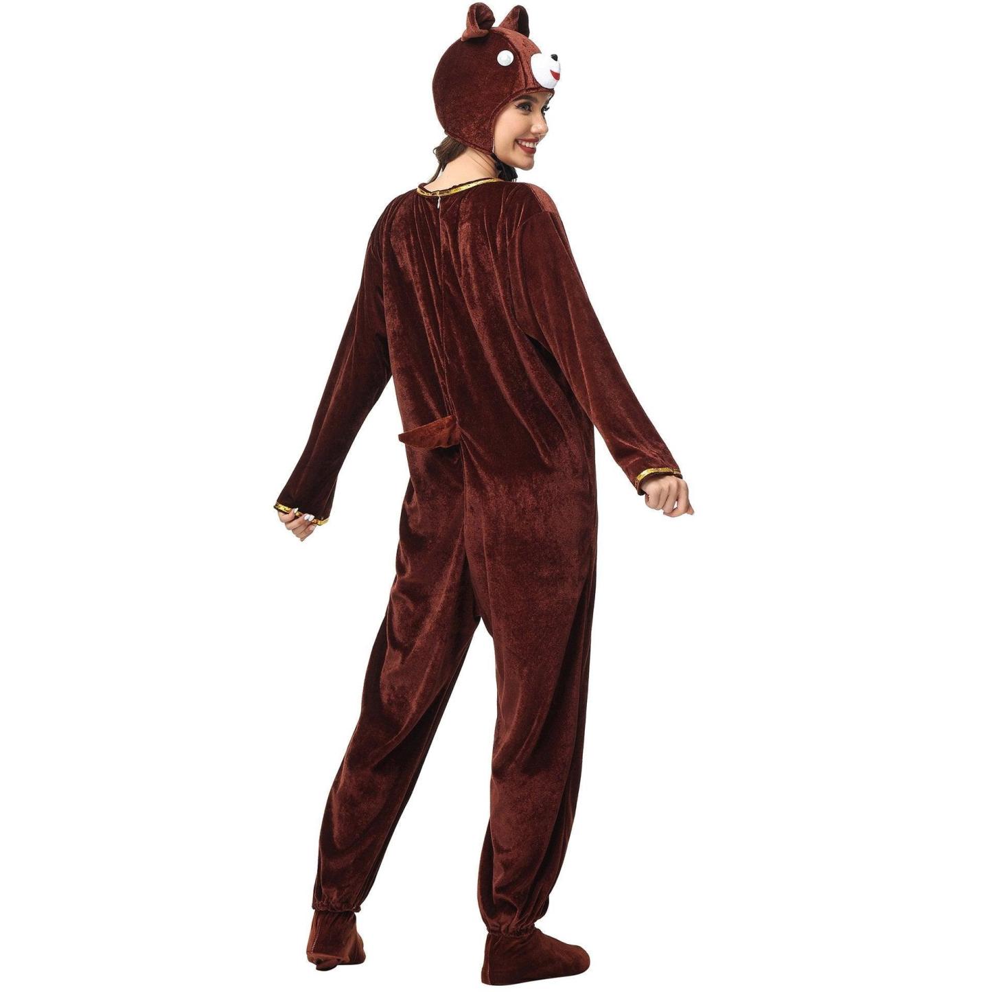 Animal kigurumi onesies Brown Bear Costume Cozy Gold Velvet Pajamas