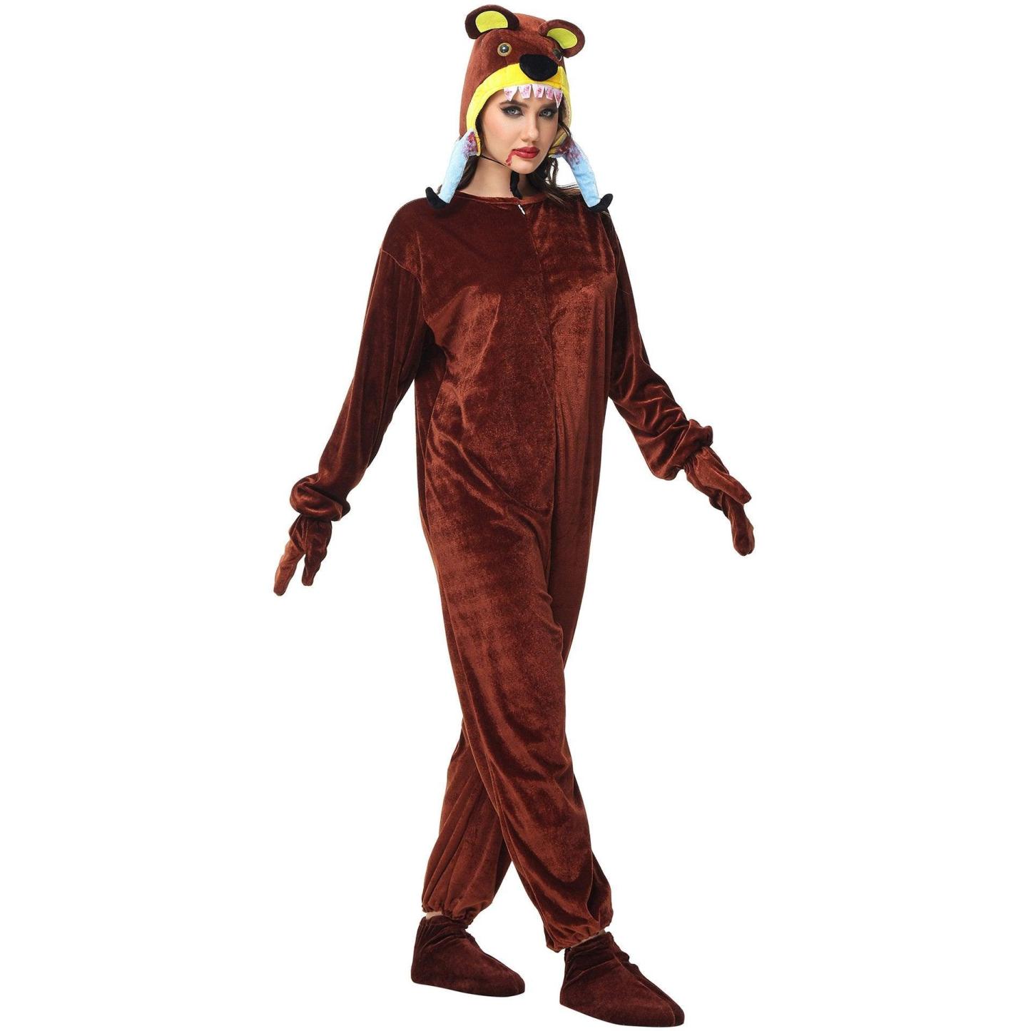 Animal kigurumi onesies Cannibal Bear Costume Funny Pajamas for Halloween