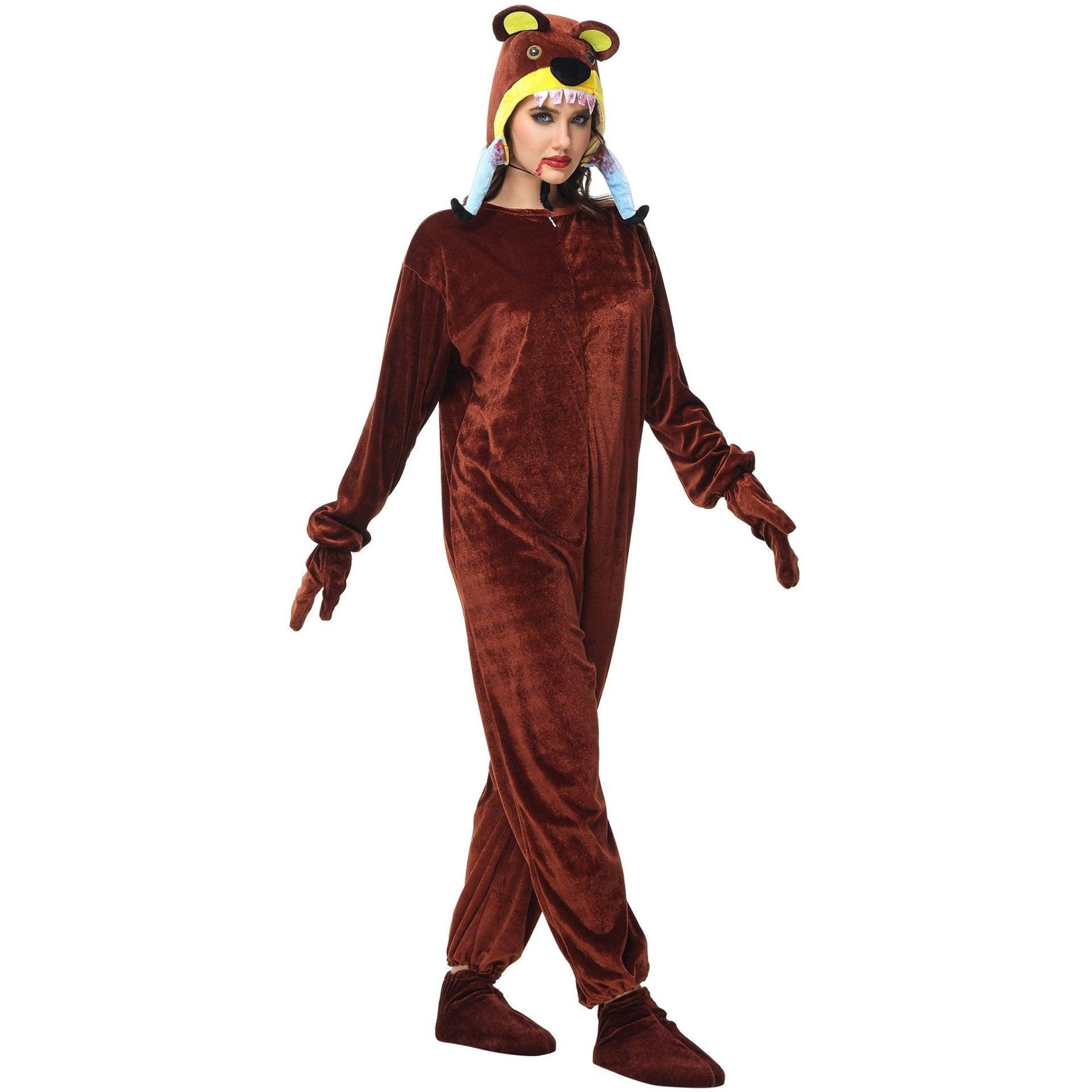 Animal kigurumi onesies Cannibal Bear Costume Funny Pajamas for Halloween
