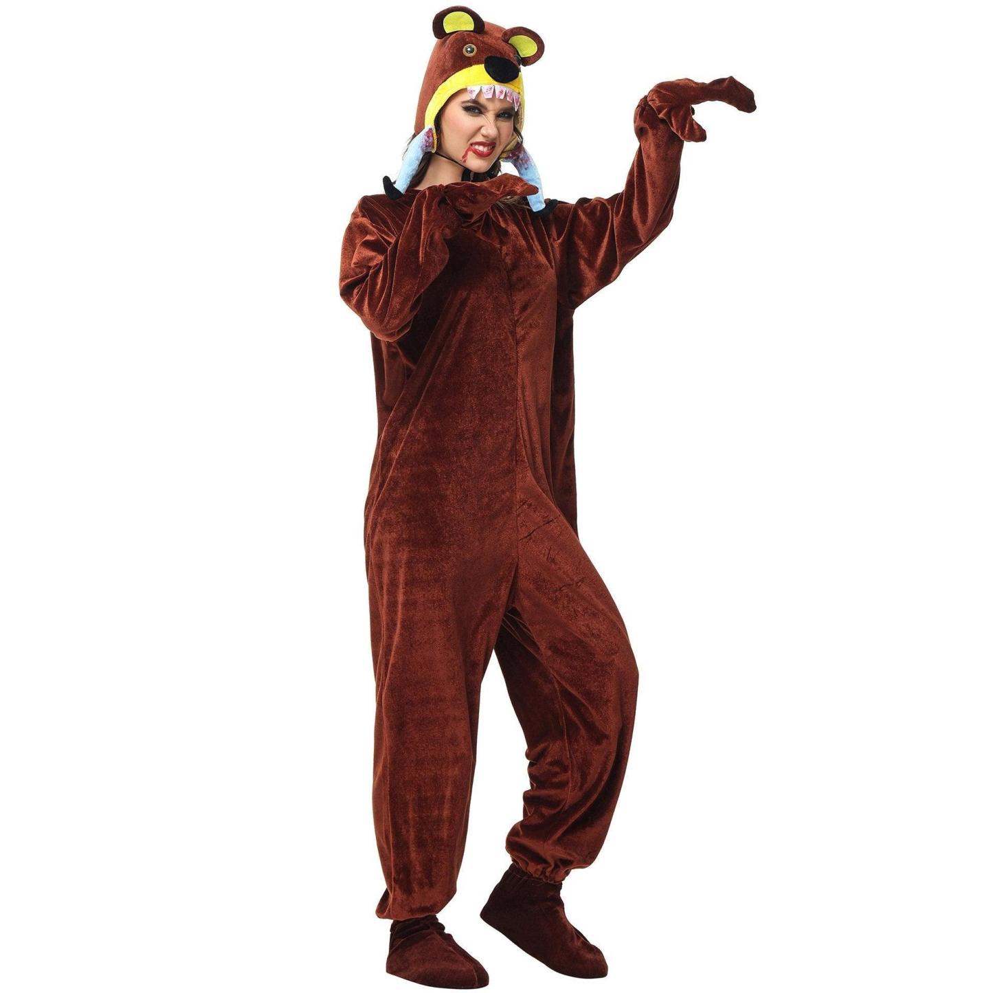 Animal kigurumi onesies Cannibal Bear Costume Funny Pajamas for Halloween