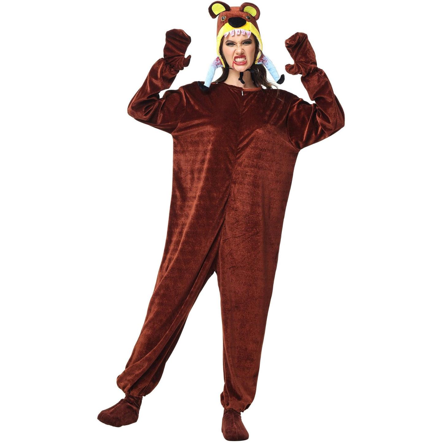 Animal kigurumi onesies Cannibal Bear Costume Funny Pajamas for Halloween