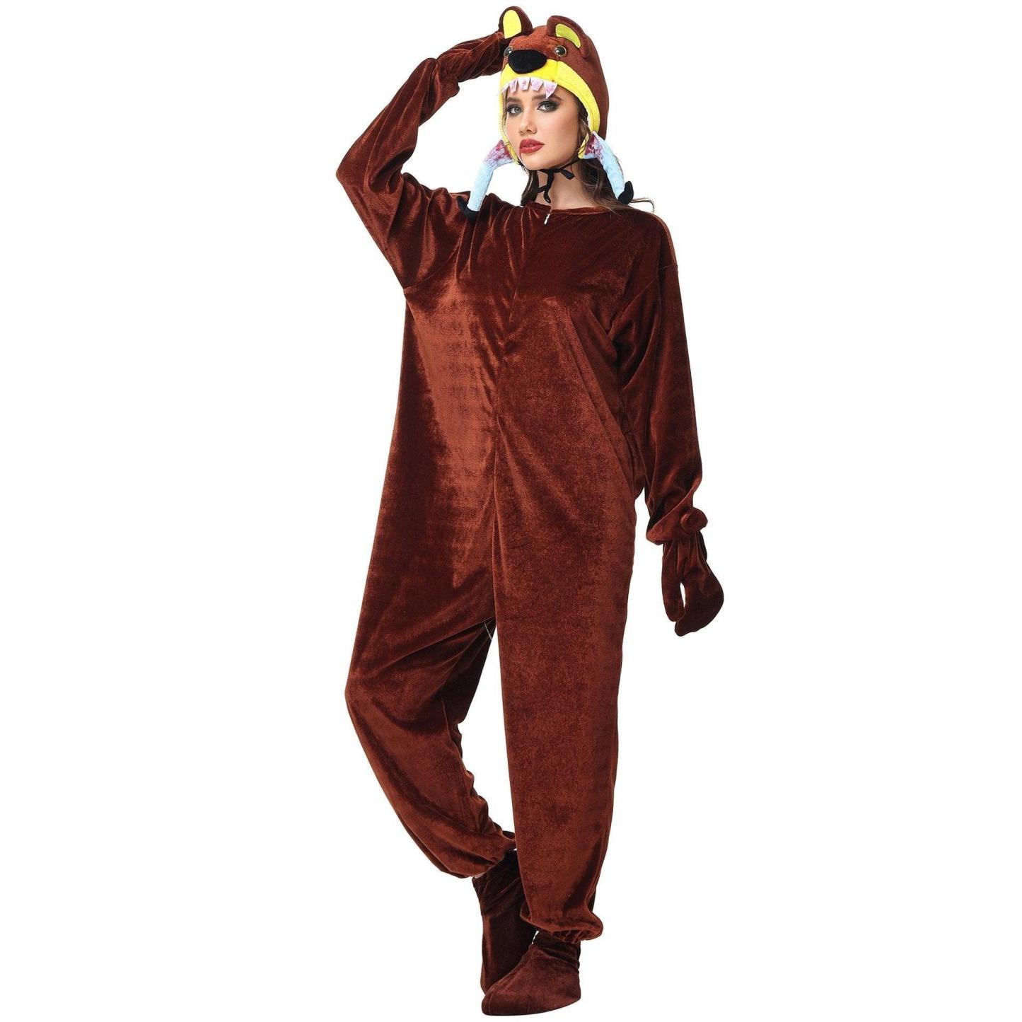 Animal kigurumi onesies Cannibal Bear Costume Funny Pajamas for Halloween