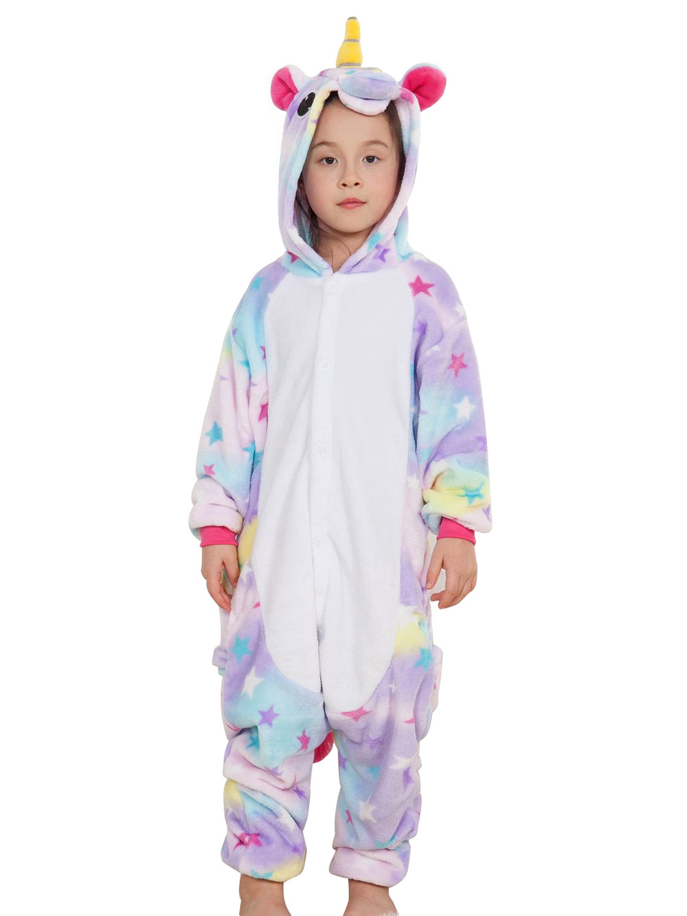 Shop Sale Cheap Kids Dreaming Star Print Unicorn Kigurumi Onesies Pajamas-NKCOS