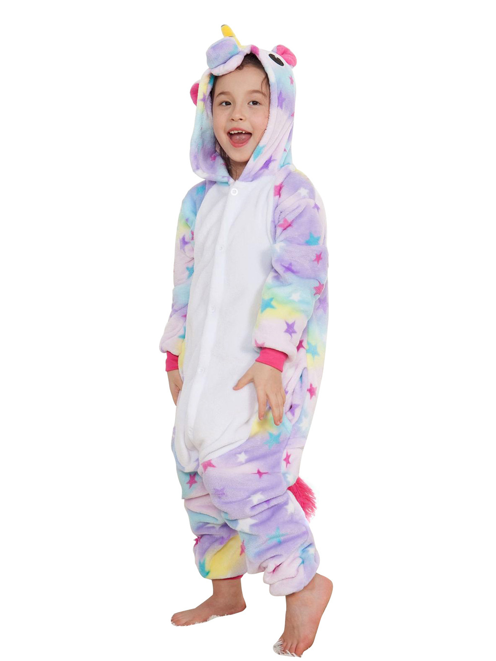 Kids Dreaming Star Print Unicorn Kigurumi Onesies Pajamas