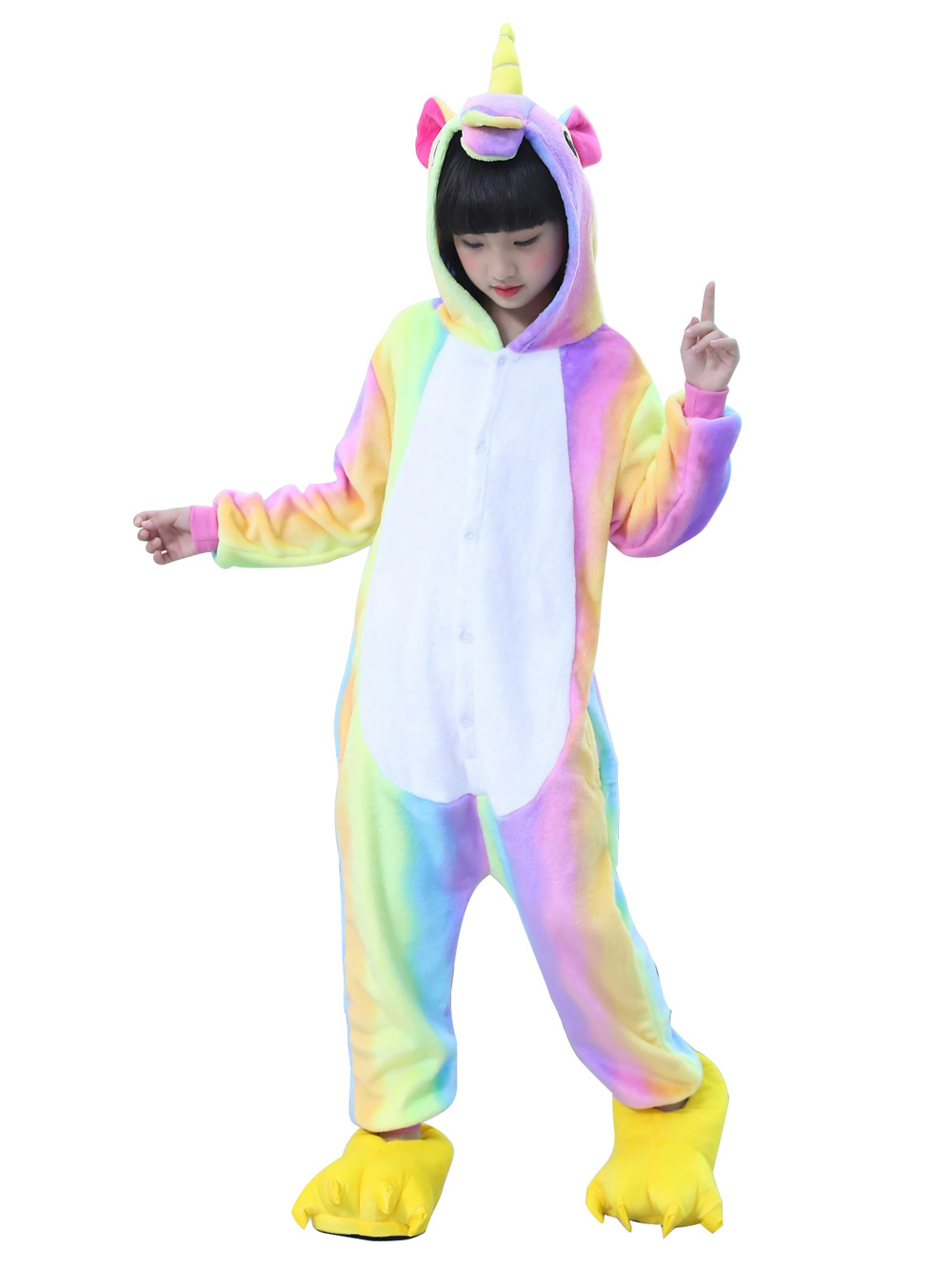 Children Colorful Rainbow Unicorn Kigurumi Onesies Pajamas
