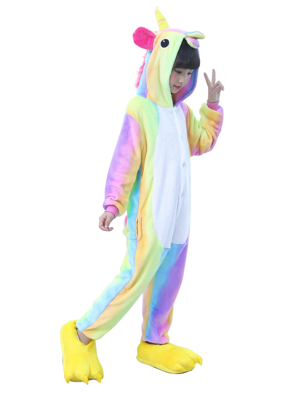 Children Colorful Rainbow Unicorn Kigurumi Onesies Pajamas