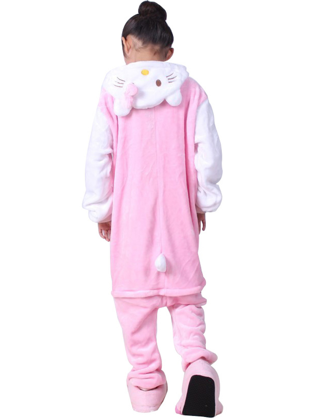 Kids Hello Kitty Cat Kigurumi Onesie Pajamas Flannel Costume-PajamasFun