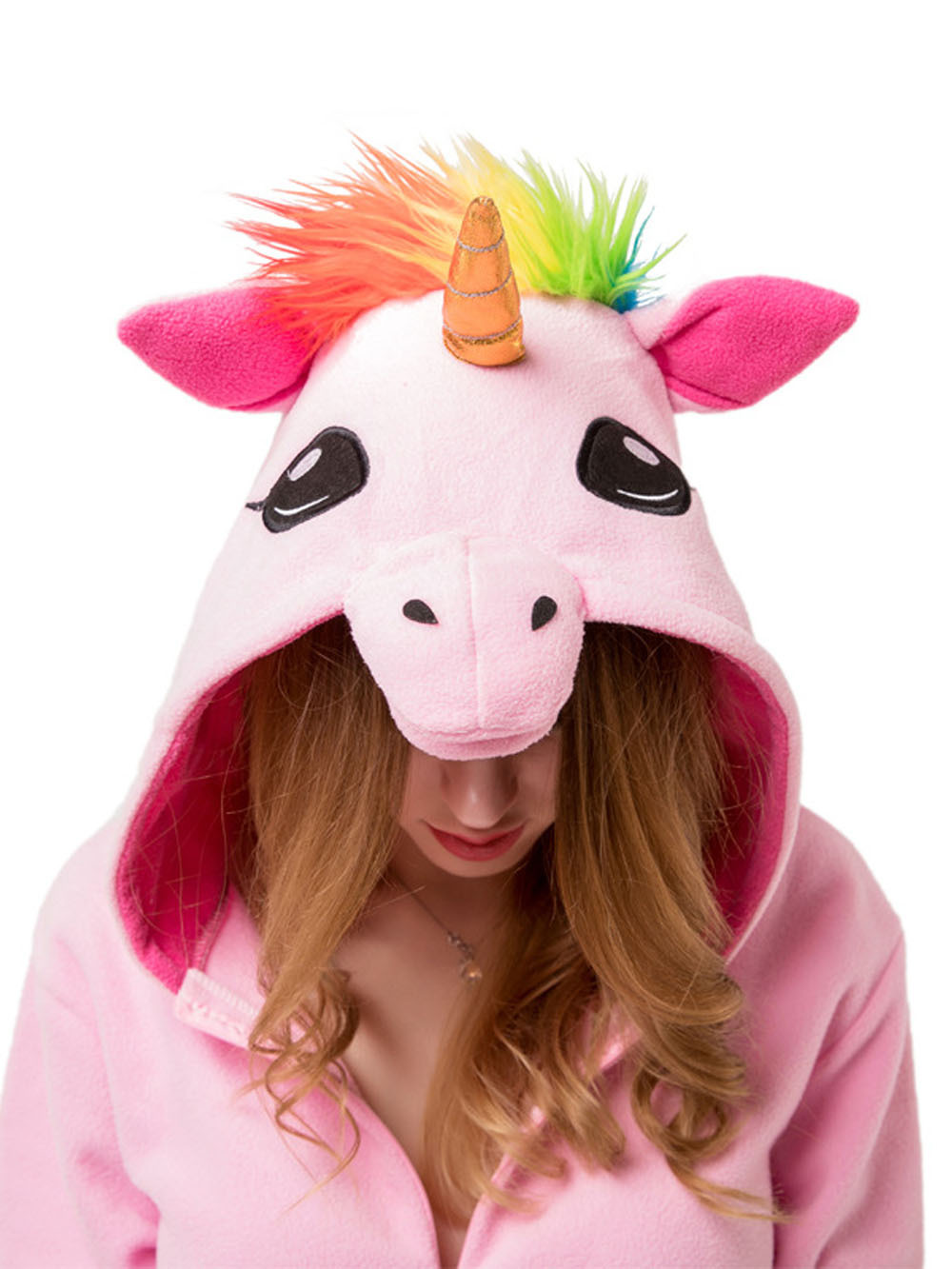 Pink Unicorn Animal Kigurumi Onesies Pajamas For Adult-PajamasFun