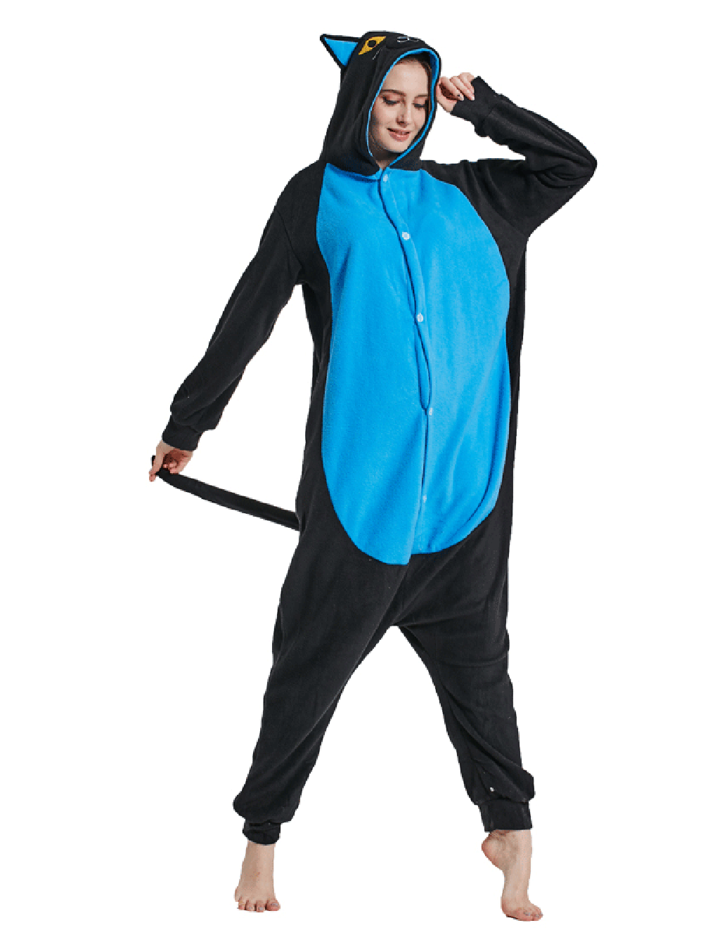 Blue Cat Squirrel Kigurumi Animal Onesies Pajamas For Adult-PajamasFun