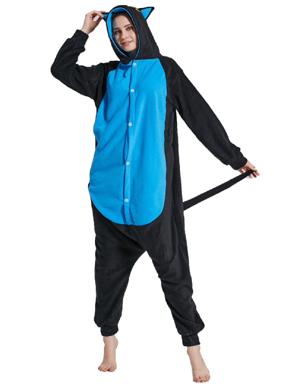 Blue Cat Squirrel Kigurumi Animal Onesies Pajamas For Adult-PajamasFun