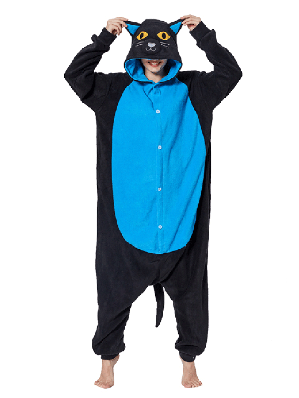 Blue Cat Squirrel Kigurumi Animal Onesies Pajamas For Adult-PajamasFun
