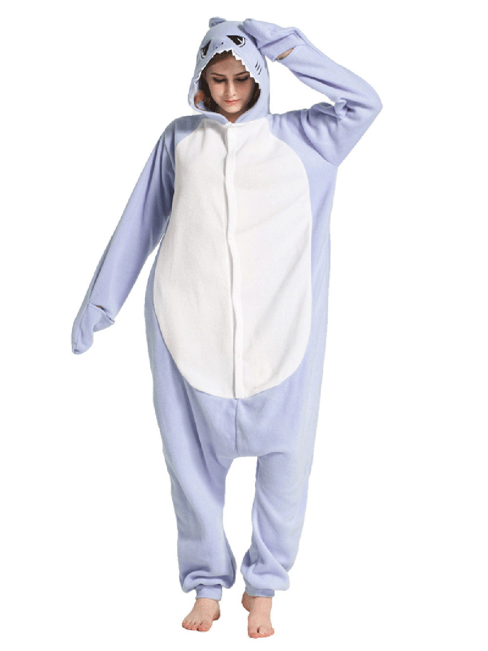 Shark Cartoon Kigurumi Animal Onesies Pajamas For Adult-PajamasFun