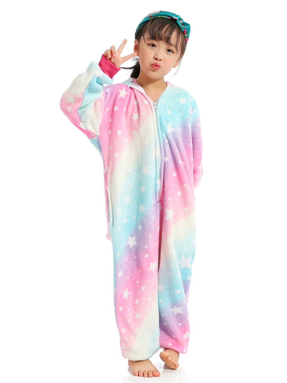 Kids Animal Pink Unicorn Kigurumi Onesies Pajamas costume