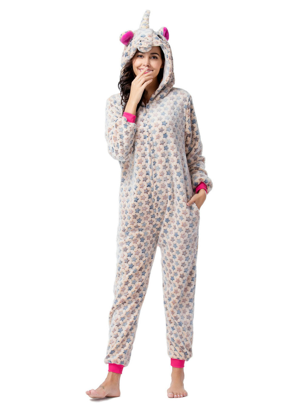 Warm Adult Unicorn Pajamas Animal Kigurumi Costume Cosplay Onesies-PajamasFun