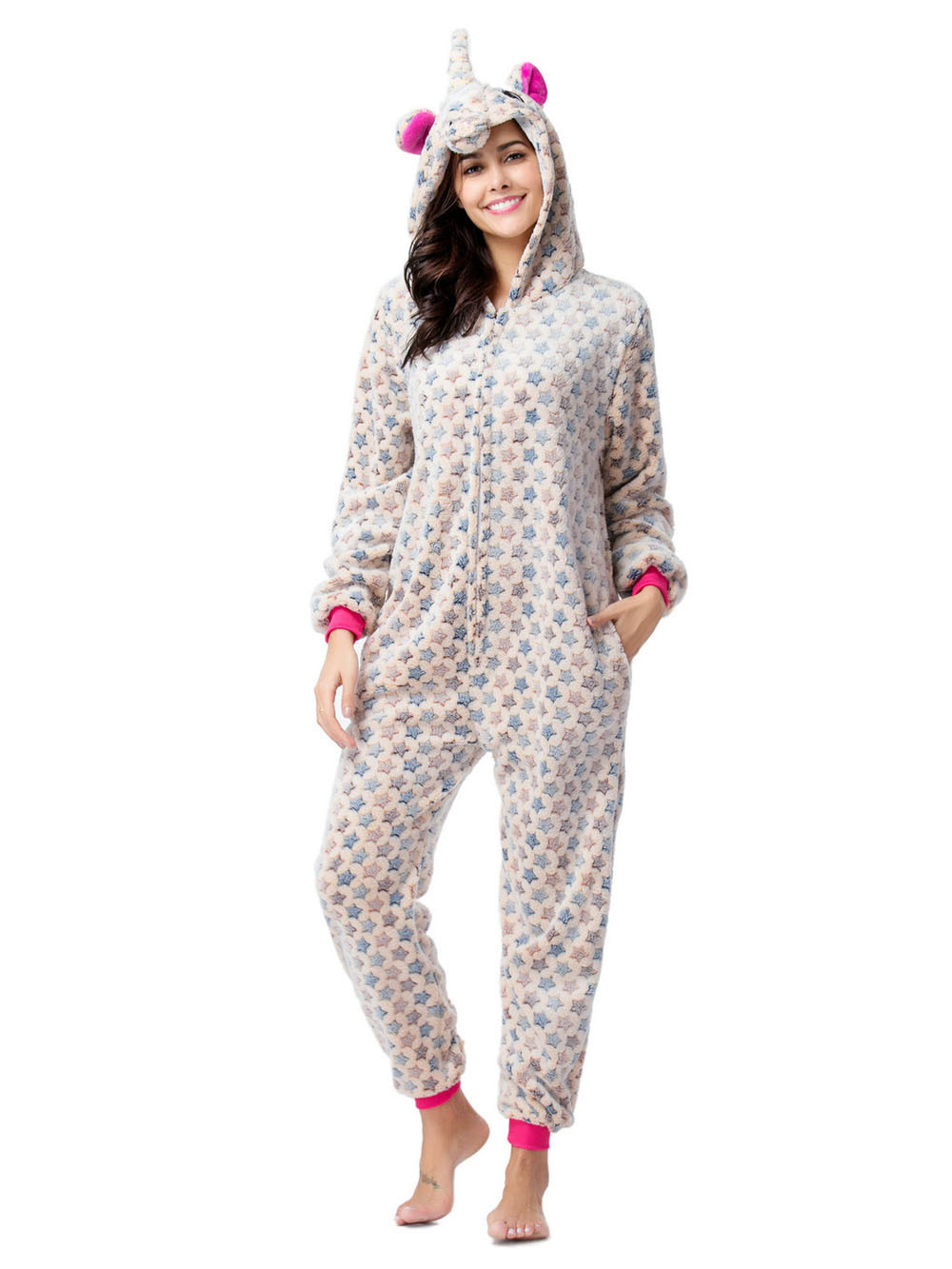 Warm Adult Unicorn Pajamas Animal Kigurumi Costume Cosplay Onesies-PajamasFun