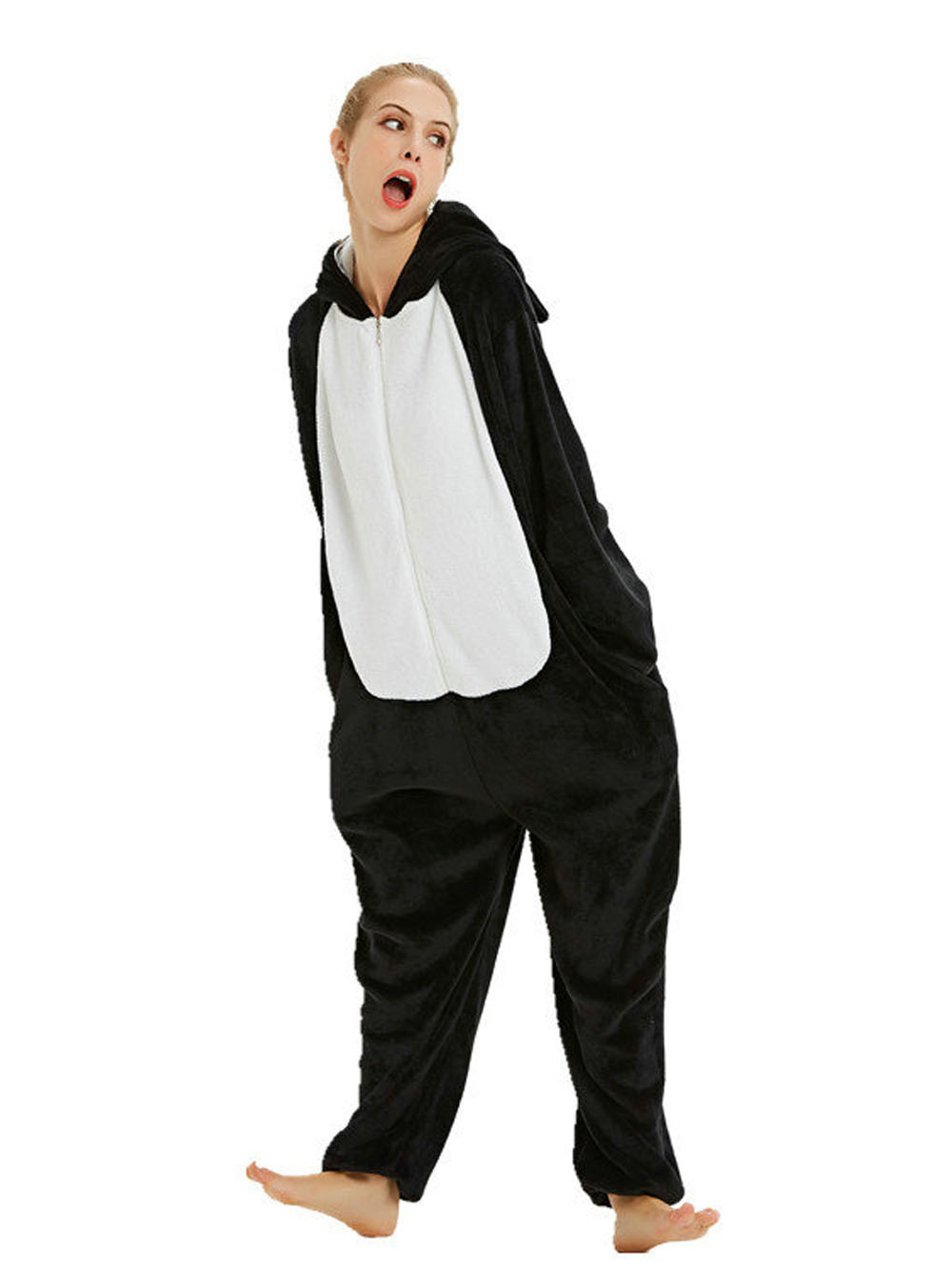 Black Siberian Husky Dog Kigurumi Onesies Pajamas Costume for Adult-PajamasFun