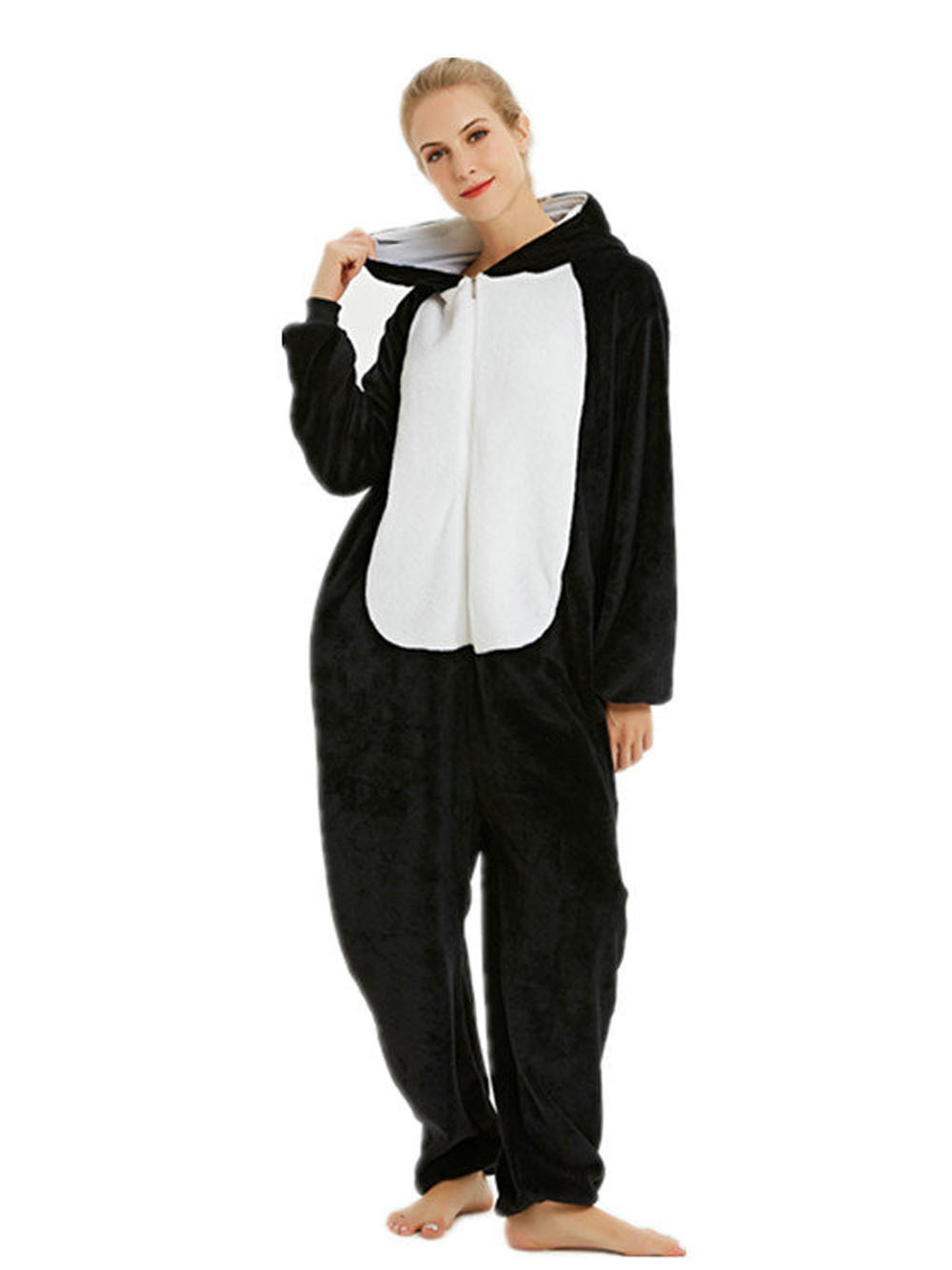 Black Siberian Husky Dog Kigurumi Onesies Pajamas Costume for Adult-PajamasFun