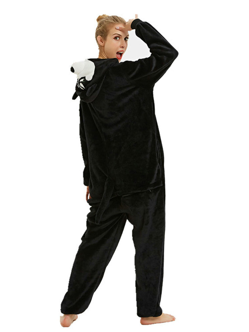 Black Siberian Husky Dog Kigurumi Onesies Pajamas Costume for Adult-PajamasFun