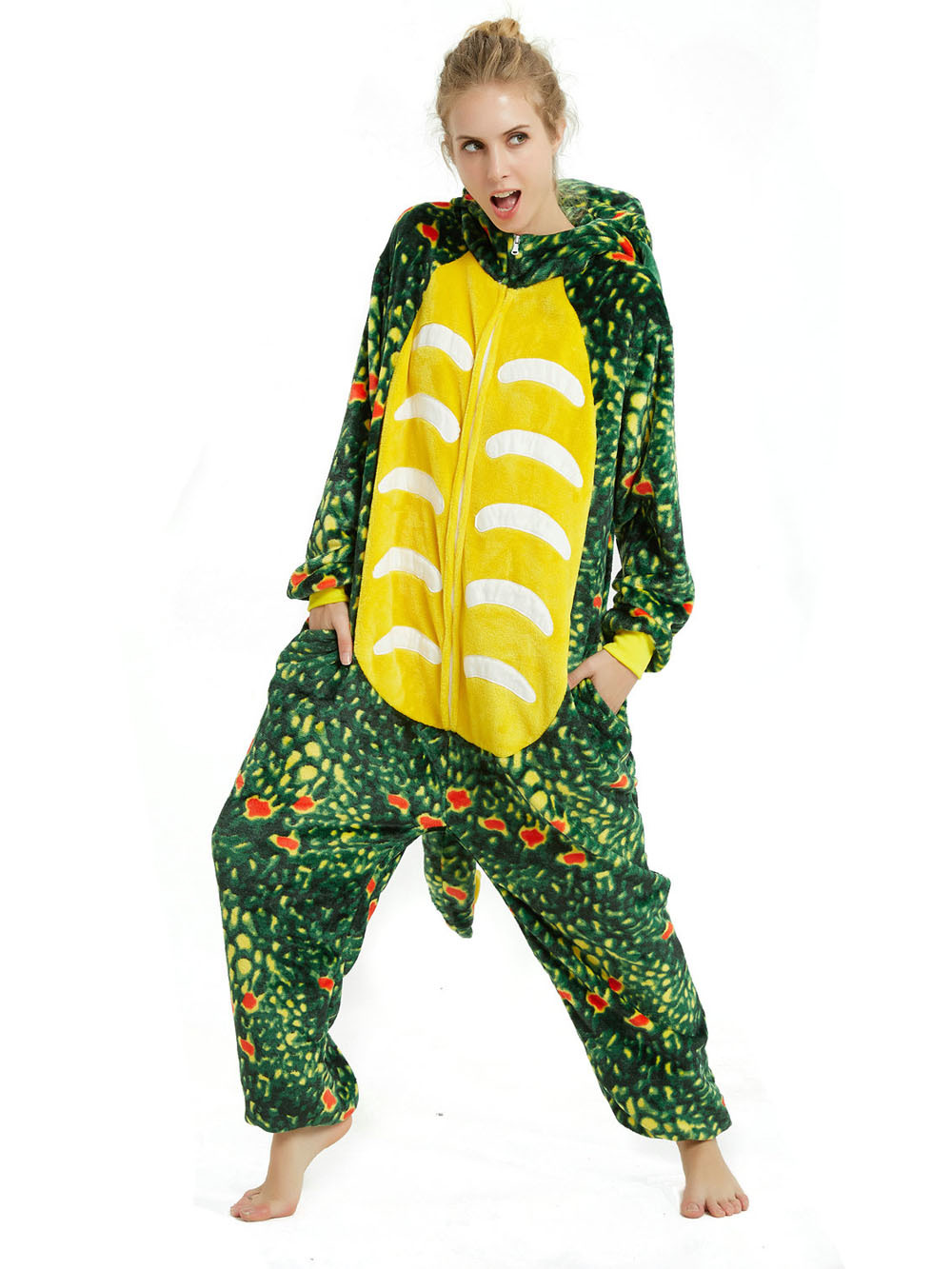 Green Triceratops Dragon Adult Kids Kigurumi Onesies Pajamas Costume