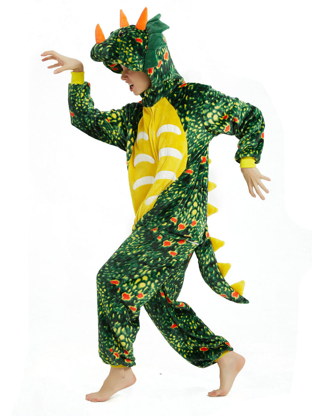 Green Triceratops Dragon Adult Kids Kigurumi Onesies Pajamas Costume