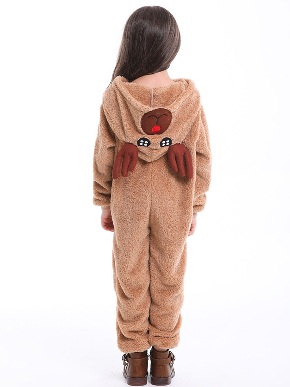 Family Matching Santa Deer Kigurumi Pajamas Hooded Zipper Jumpsuit