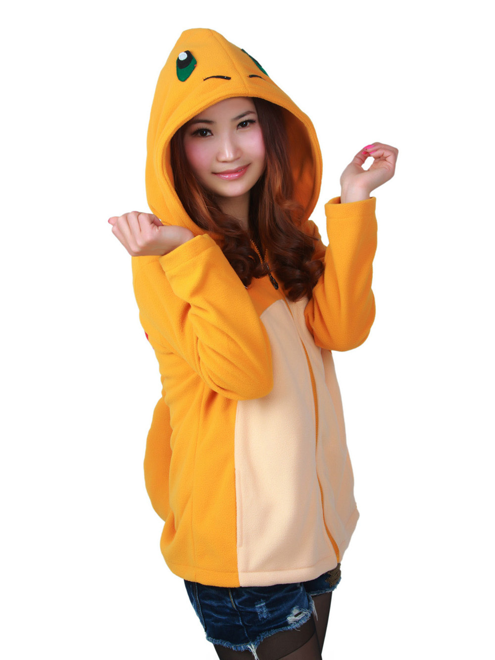 Shop Sale Cheap Pokemon Charmander Fire Dragon Long Sleeve Kigurumi Hoodie Coat Jacket-NKCOS
