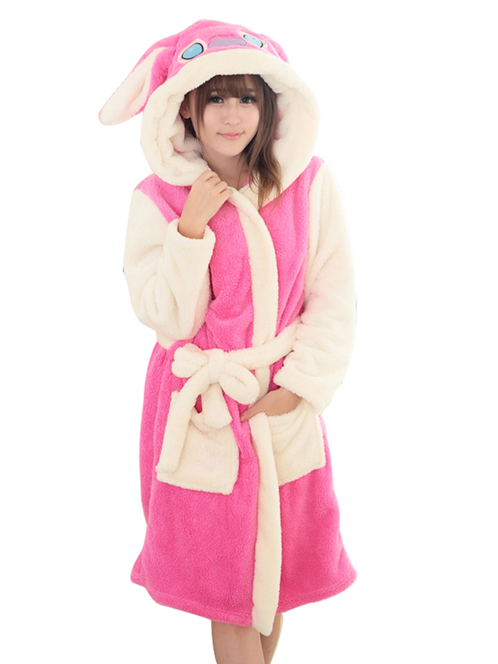 Shop Sale Cheap Pink Stitch Winter Robe Couple Sleepwear Kigurumi Pajamas-NKCOS