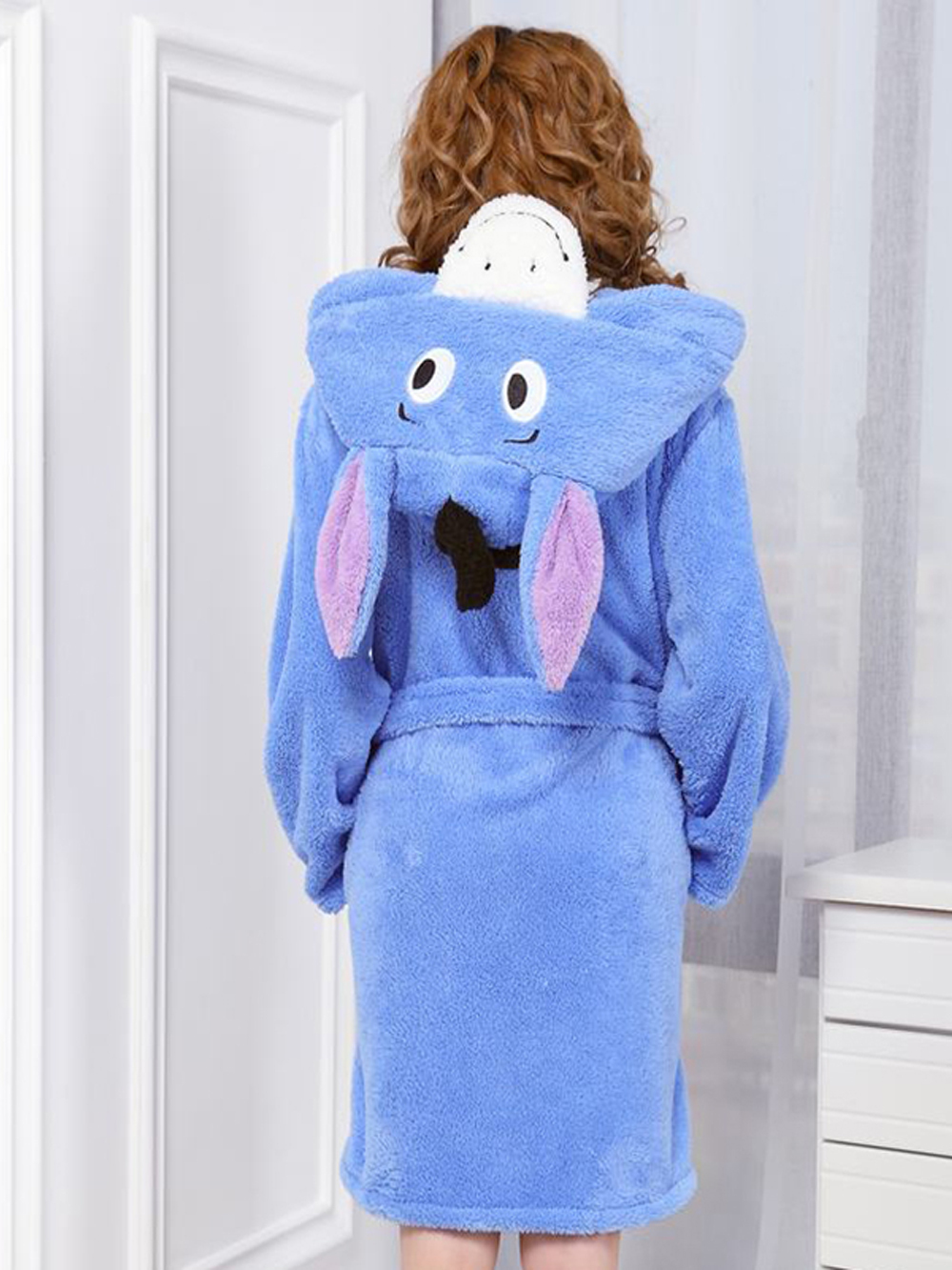 Blue Donkey Kigurumi Pajamas Winter Cosplay Robe Hoodie