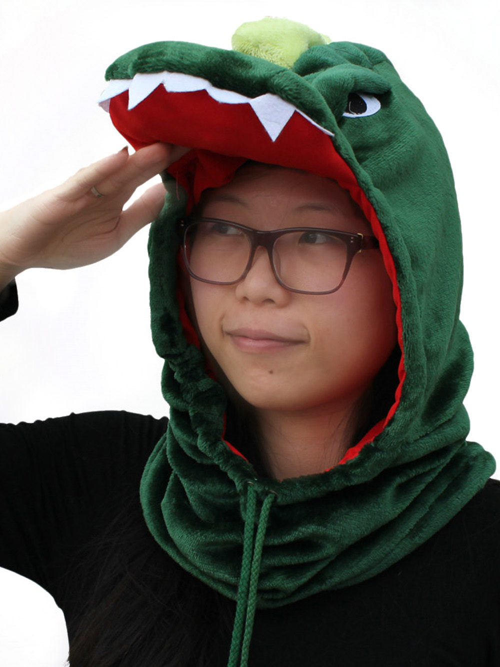 Green Dinosaur Kigurumi Neck warmer Hooded animal hat