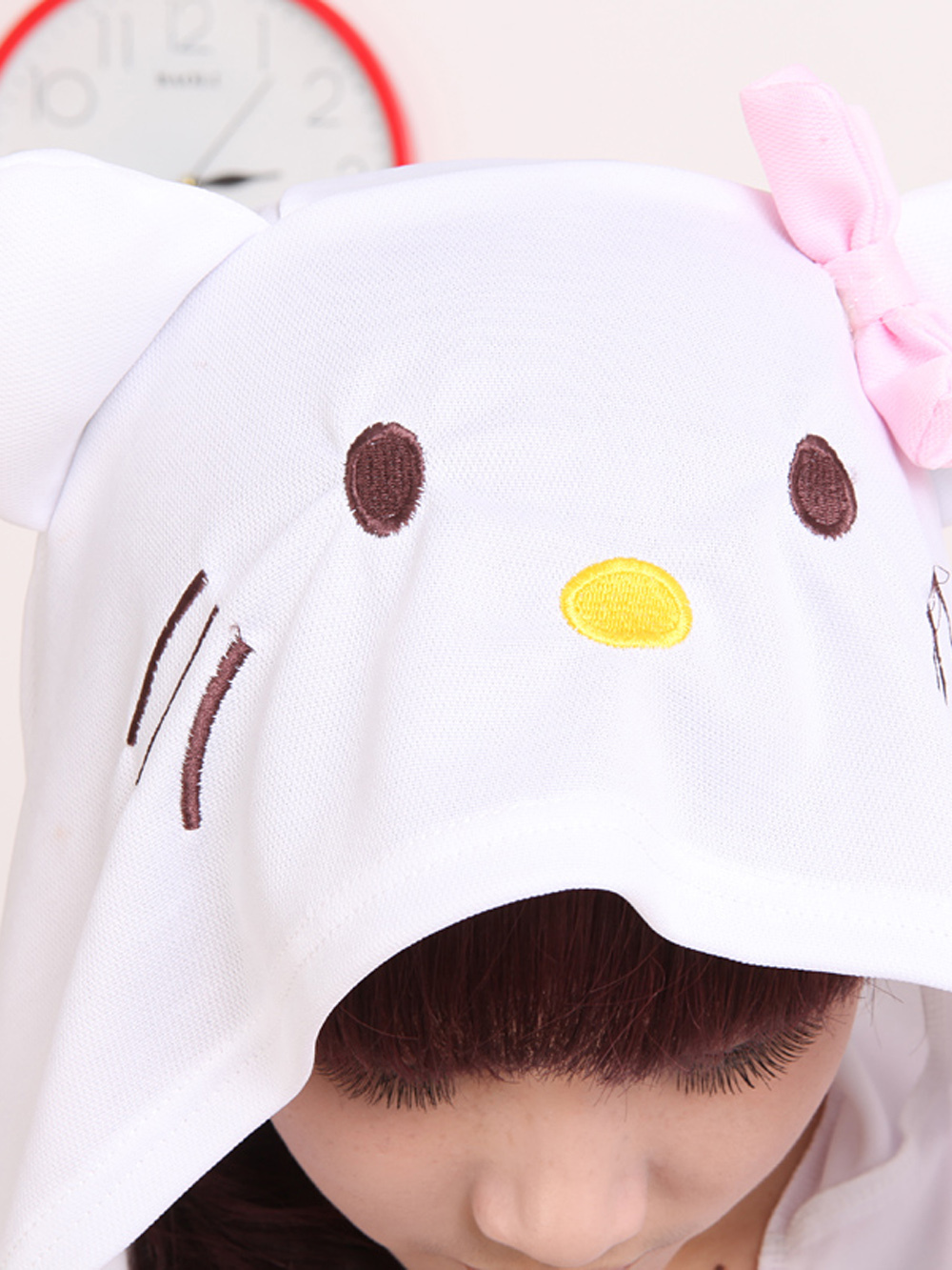 Pink HKT Cat Kigurumi Onesies Pajamas Hoodie Costume Short-PajamasFun