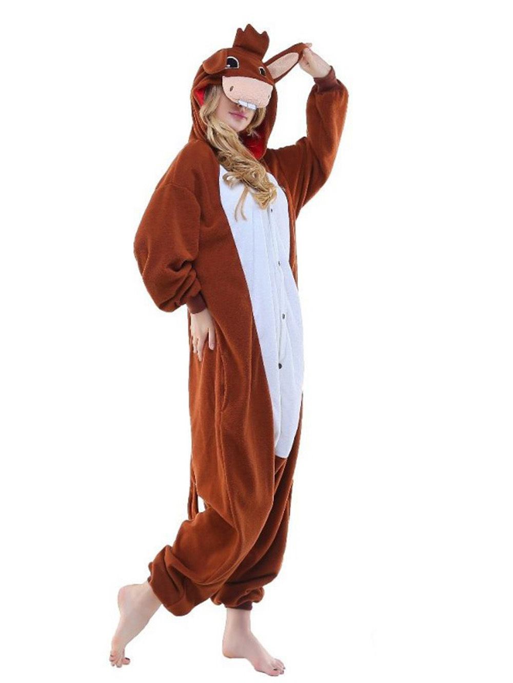 Animal Adult Brown Donkey Onesies Hoodie kigurumi Pajamas-PajamasFun