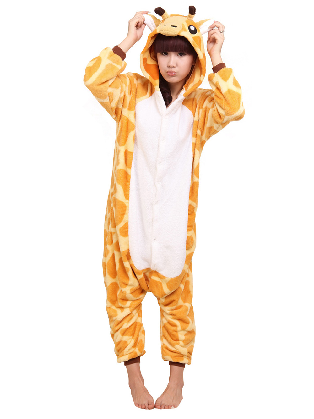 Shop Sale Cheap Giraffe Onesie Hoodie Pajamas Fleece Animal Costume Kigurumi-NKCOS