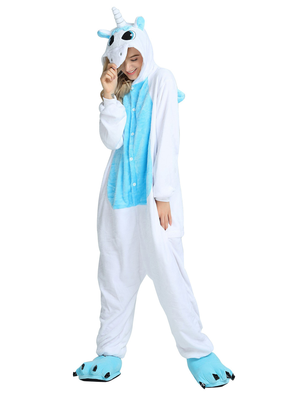 Adult Unsex Blue Unicorn Kigurumi Onesies Animal Costume Pajamas-PajamasFun