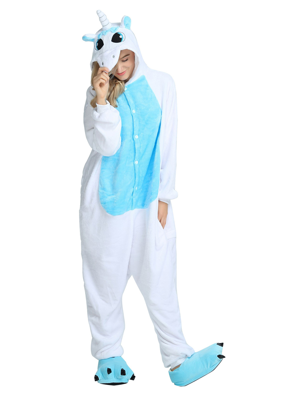 Adult Unsex Blue Unicorn Kigurumi Onesies Animal Costume Pajamas-PajamasFun