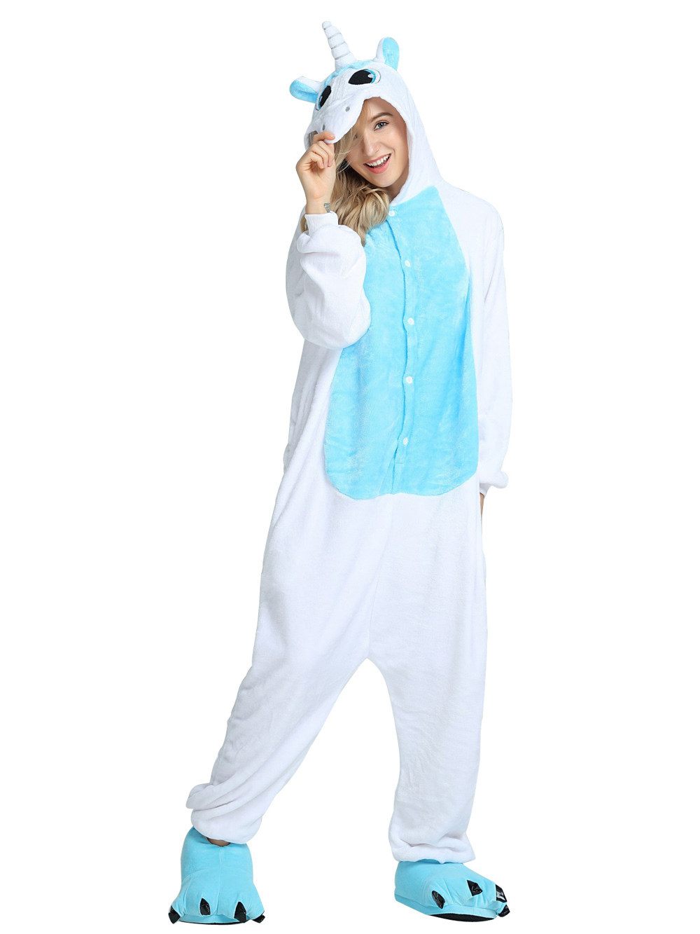 Adult Unsex Blue Unicorn Kigurumi Onesies Animal Costume Pajamas-PajamasFun