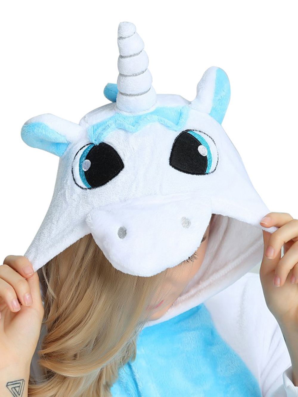 Adult Unsex Blue Unicorn Kigurumi Onesies Animal Costume Pajamas-PajamasFun